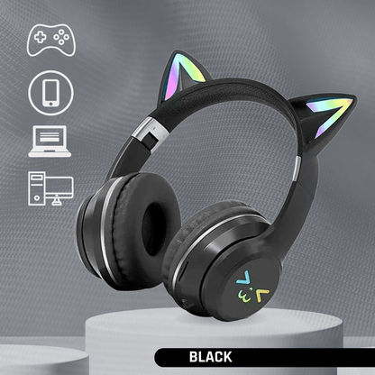 NekoGlow Wireless Bluetooth Headphones | RGB Cat Ear & Cute Design