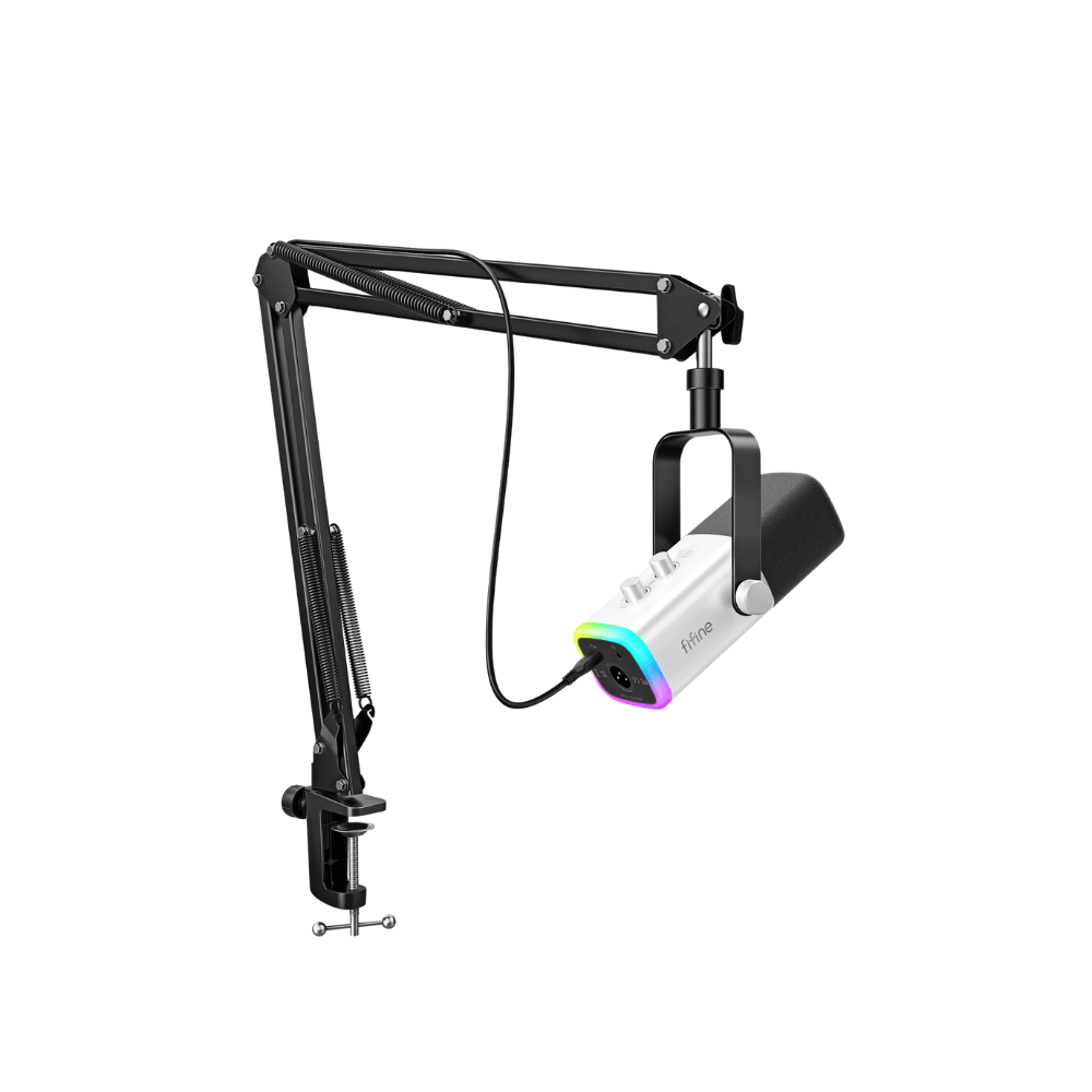 FIFINE AM8T Gaming Mic Kit |USB/XLR, RGB, Boom Arm, Mute Control