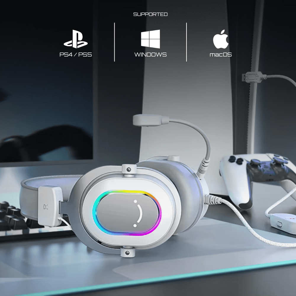 Fifine Dynamic RGB Gaming Headset |7.1 Surround, Over-Ear, 3 EQ Modes