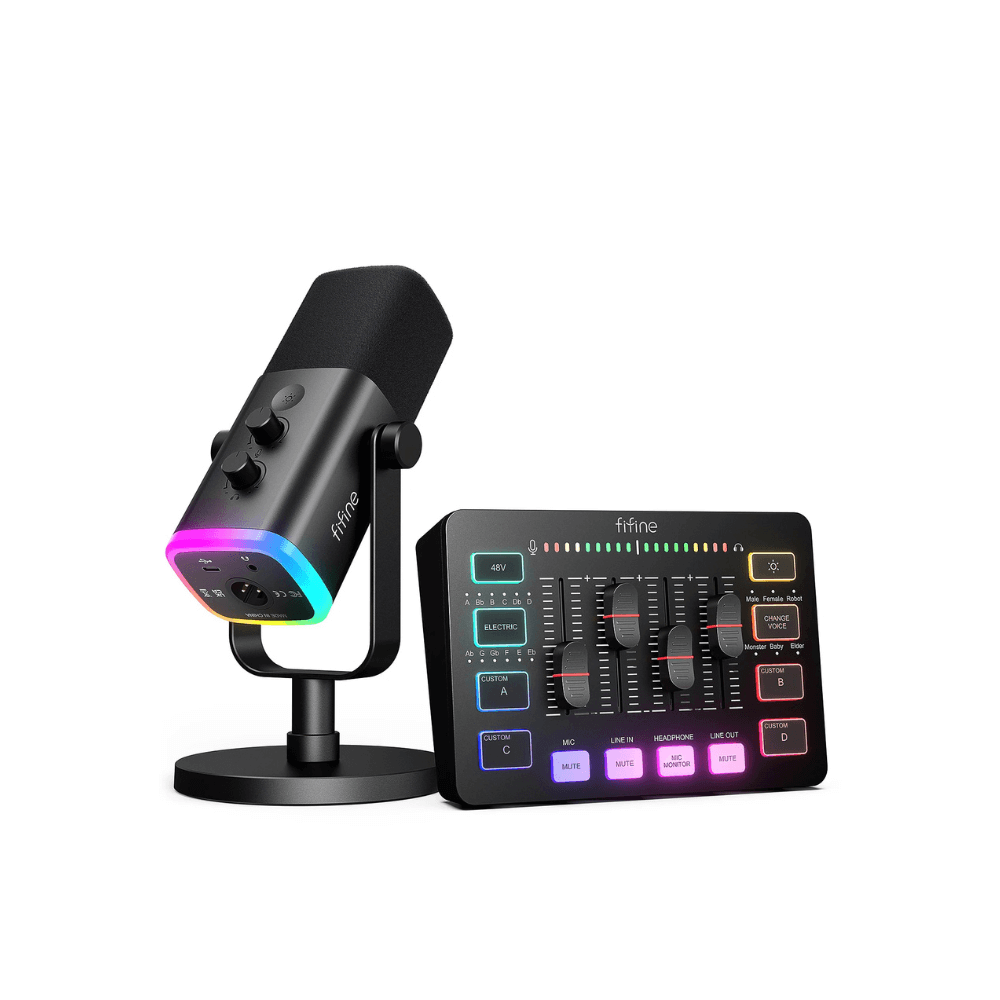 FIFINE Ampligame KS5 Pro Streaming Kit | RGB Audio Mixer & Dynamic Gaming Mic