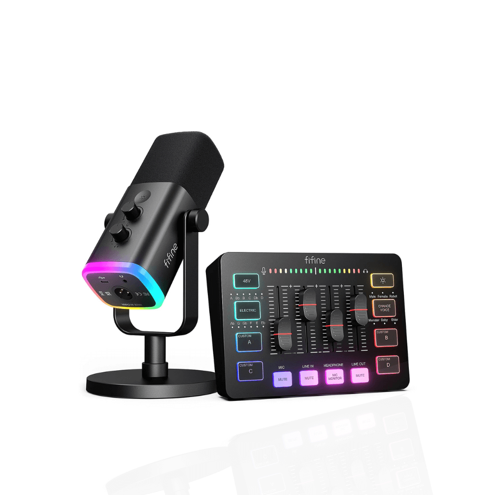 FIFINE Ampligame KS5 Pro Streaming Kit | RGB Audio Mixer & Dynamic Gaming Mic