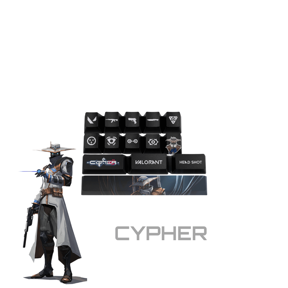 Valorant CYPHER PBT Keycaps Set |14 Keys, OEM Profile, Dye Sub Design