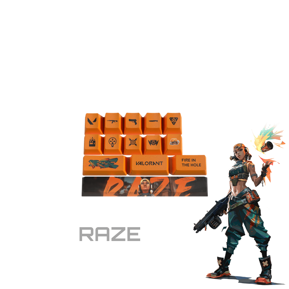 Valorant RAZE PBT Keycaps Set |14 Keys, OEM Profile, Dye Sub Design