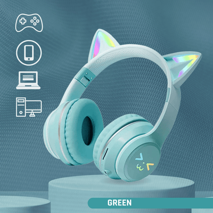 NekoGlow Wireless Bluetooth Headphones | RGB Cat Ear & Cute Design